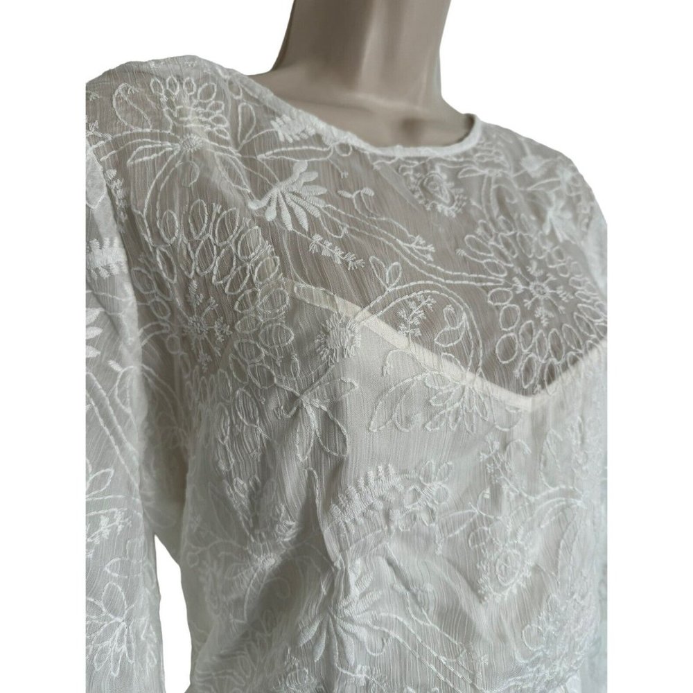 Modcloth “Just The Beginning” White Maxi Dress Lace Long Sleeve Size Large NWT - Picture 7 of 16